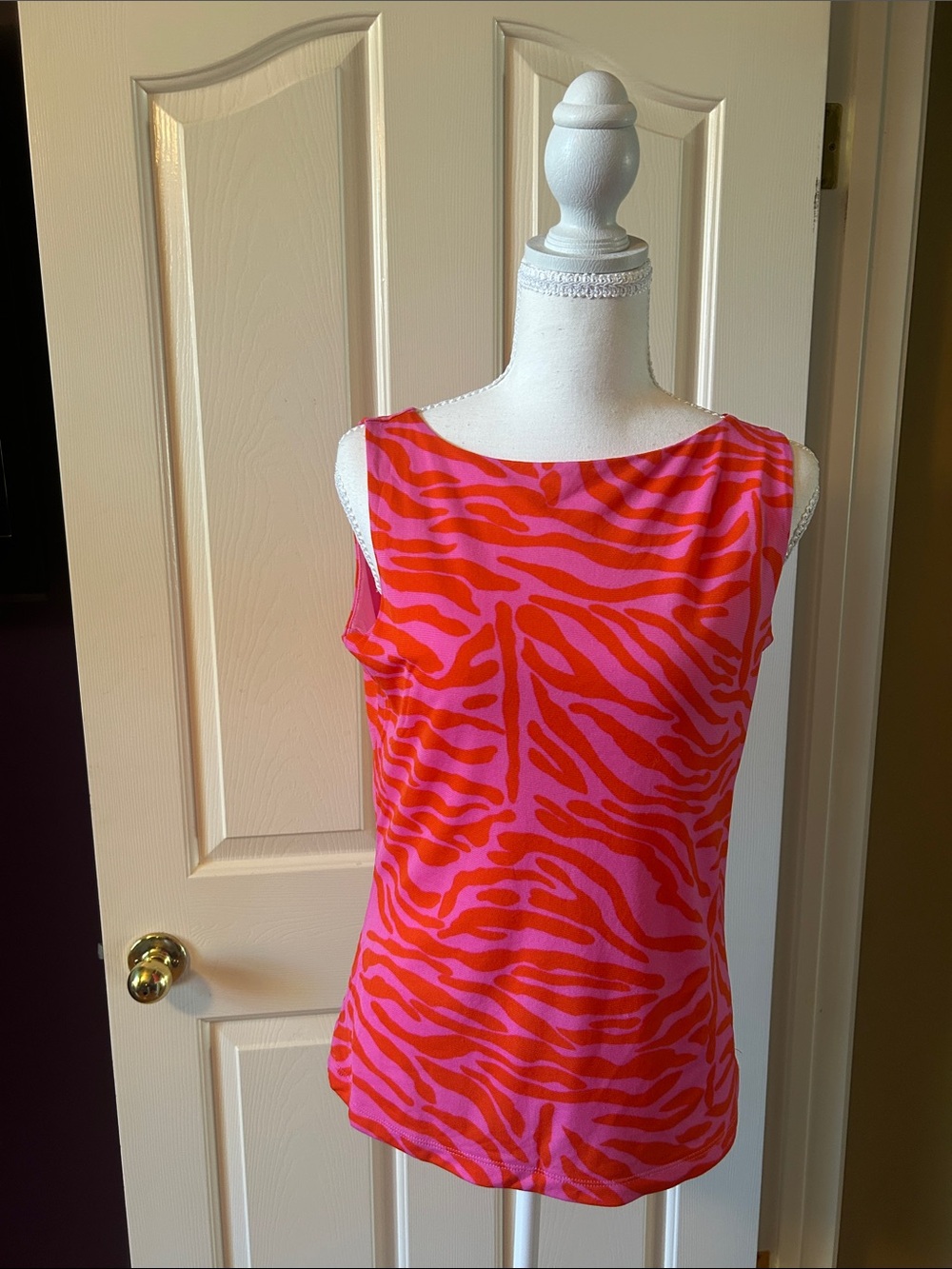 INC International Concepts Pink and Orange Zebra-Print Tank